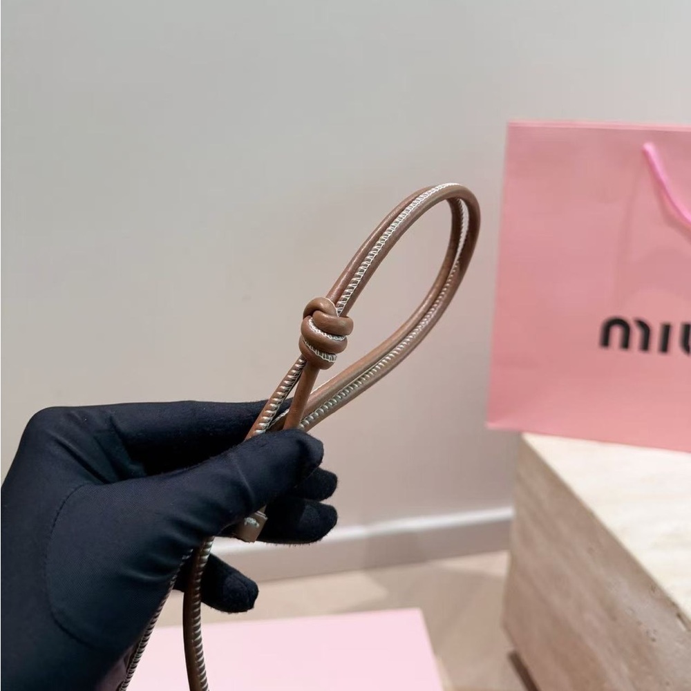 Miu Miu Beau Canvas Phone Bag Lvy Mini Crossbody Bag with Braided Strap - Picture 8 of 9